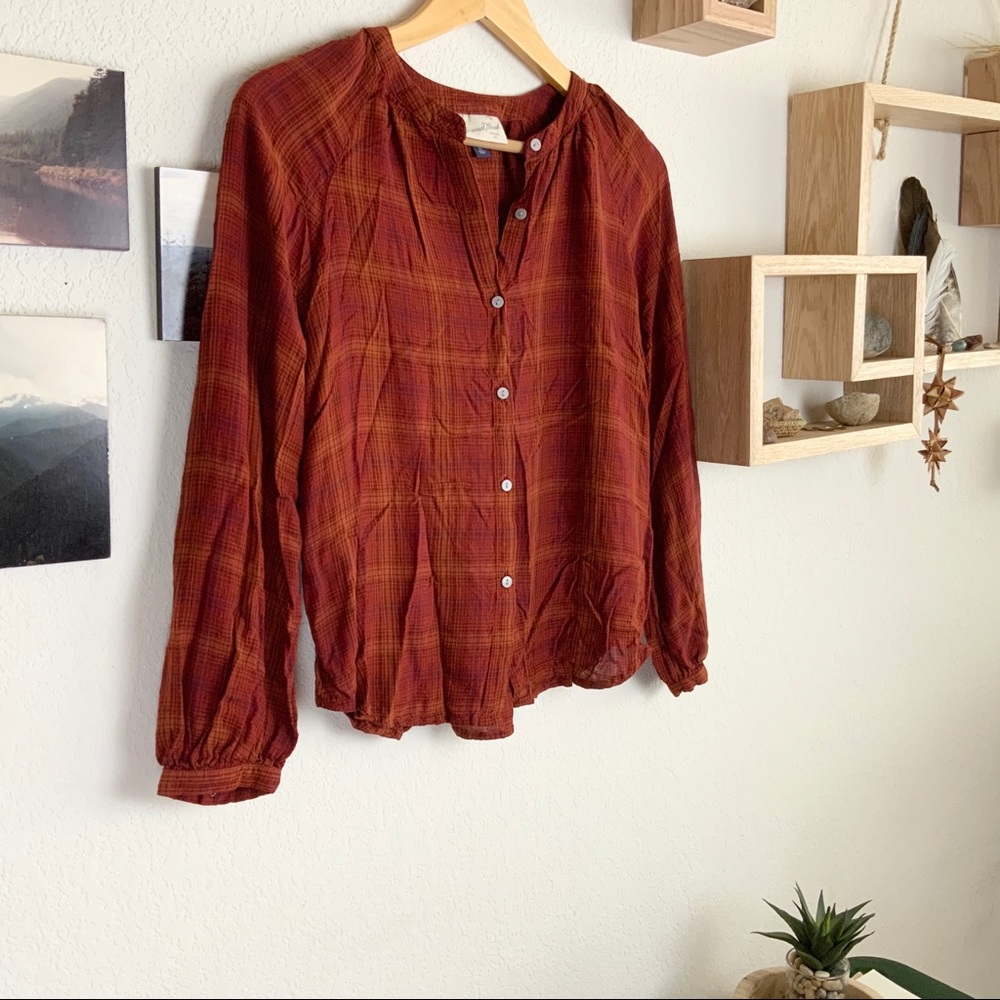 3/$15 Universal Thread NWT Pumpkin Plaid Blouse - Picture 2 of 10